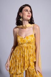 Yellow Hibiscus - Deli Mustard Yellow Embroidered Sharara Set